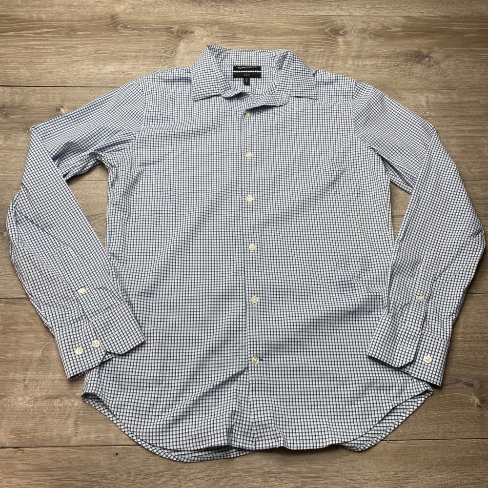 Bonobos Shirt Slim Fit Men M Blue White Check Nylon Spandex Performance